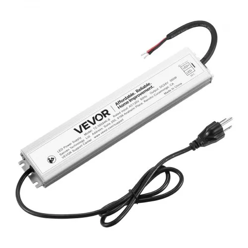 VEVOR LED Driver 300 Watts, 24V DC, Waterproof IP67 Low Voltage Power Supply Transformer, AC to DC Converter with Plug, Aluminum Alloy Housing, Easy Installation, for Indoor Outdoor LED Strip Lights