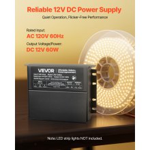 60W 12V Dimmable LED Driver AC to DC Power Supply Transformer Constant Voltage