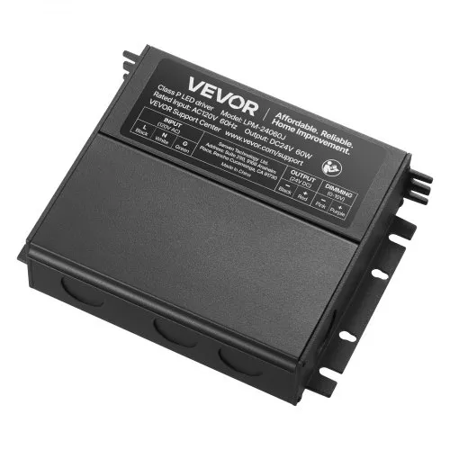 VEVOR 60W Dimmable LED Driver, 24V, Triac/ELV/MLV AC to DC Power Supply Transformer for LED Strip Light, Smooth Flicker-Free Dimming, Constant Voltage, Compatible with Lutron and Leviton Dimmer Switch