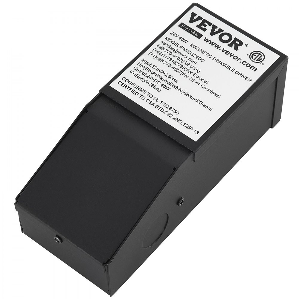 VEVOR Dimmable LED Driver, 24V 40W Magnetic Power Supply, 120V AC - 24V DC LED Transformer,Low Voltage Power Supply for LED Strip Lights,Compatible with MLV, ELV, CL Dimmers,ETL Listed
