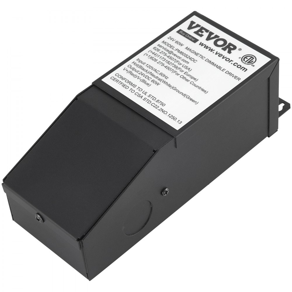 VEVOR Dimmable LED Driver, 24V 60W Magnetic Power Supply, 120V AC - 24V DC LED Transformer,Low Voltage Power Supply for LED Strip Lights,Compatible with MLV, ELV, CL Dimmers,ETL Listed