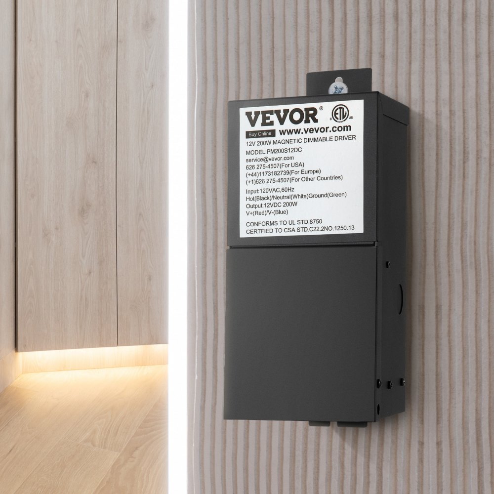 VEVOR Dimmable LED Driver, 12V 300W Magnetic Power Supply, 120V AC - 12V DC LED Transformer,Low Voltage Power Supply for LED Strip Lights,Compatible with MLV, ELV, CL Dimmers,ETL Listed