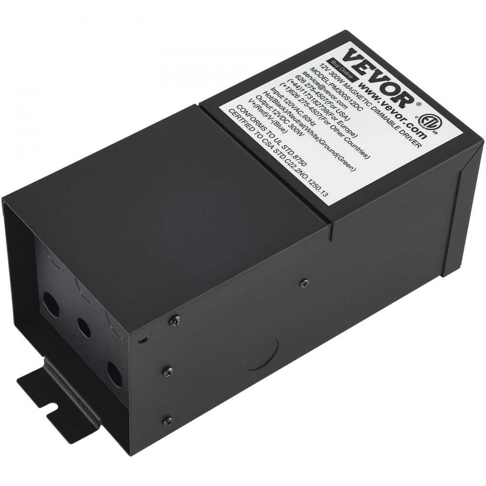 VEVOR Dimmable LED Driver, 12V 300W Magnetic Power Supply, 120V AC - 12V DC LED Transformer,Low Voltage Power Supply for LED Strip Lights,Compatible with MLV, ELV, CL Dimmers,ETL Listed