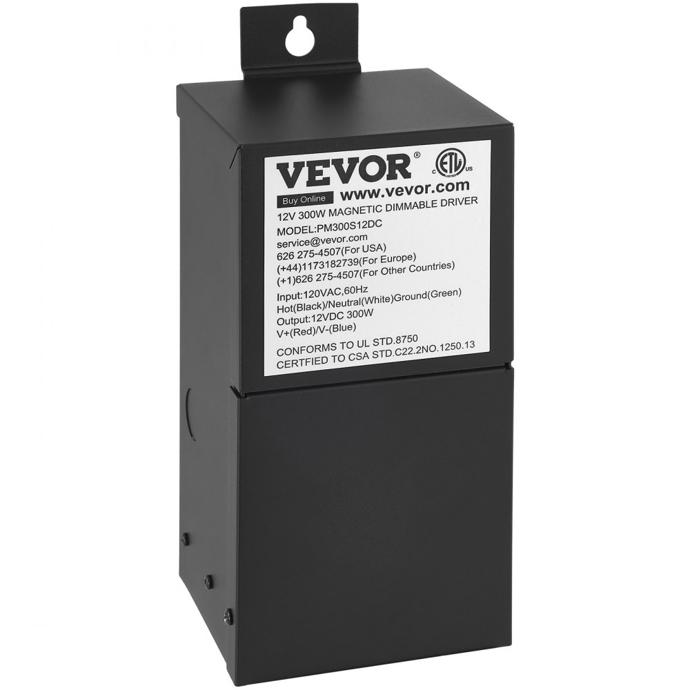 VEVOR Dimmable LED Driver, 12V 300W Magnetic Power Supply, 120V AC - 12V DC LED Transformer,Low Voltage Power Supply for LED Strip Lights,Compatible with MLV, ELV, CL Dimmers,ETL Listed