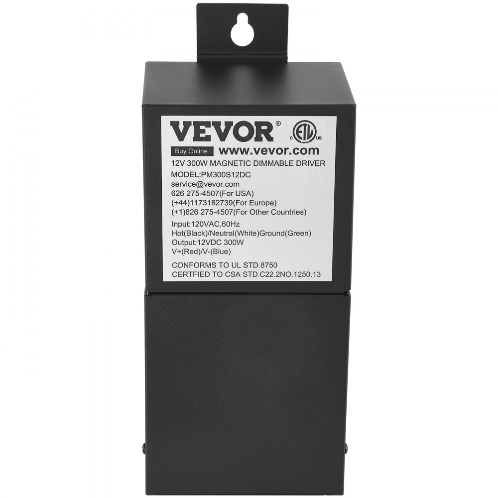 VEVOR Dimmable LED Driver, 12V 300W Magnetic Power Supply, 120V AC - 12V DC LED Transformer,Low Voltage Power Supply for LED Strip Lights,Compatible with MLV, ELV, CL Dimmers,ETL Listed
