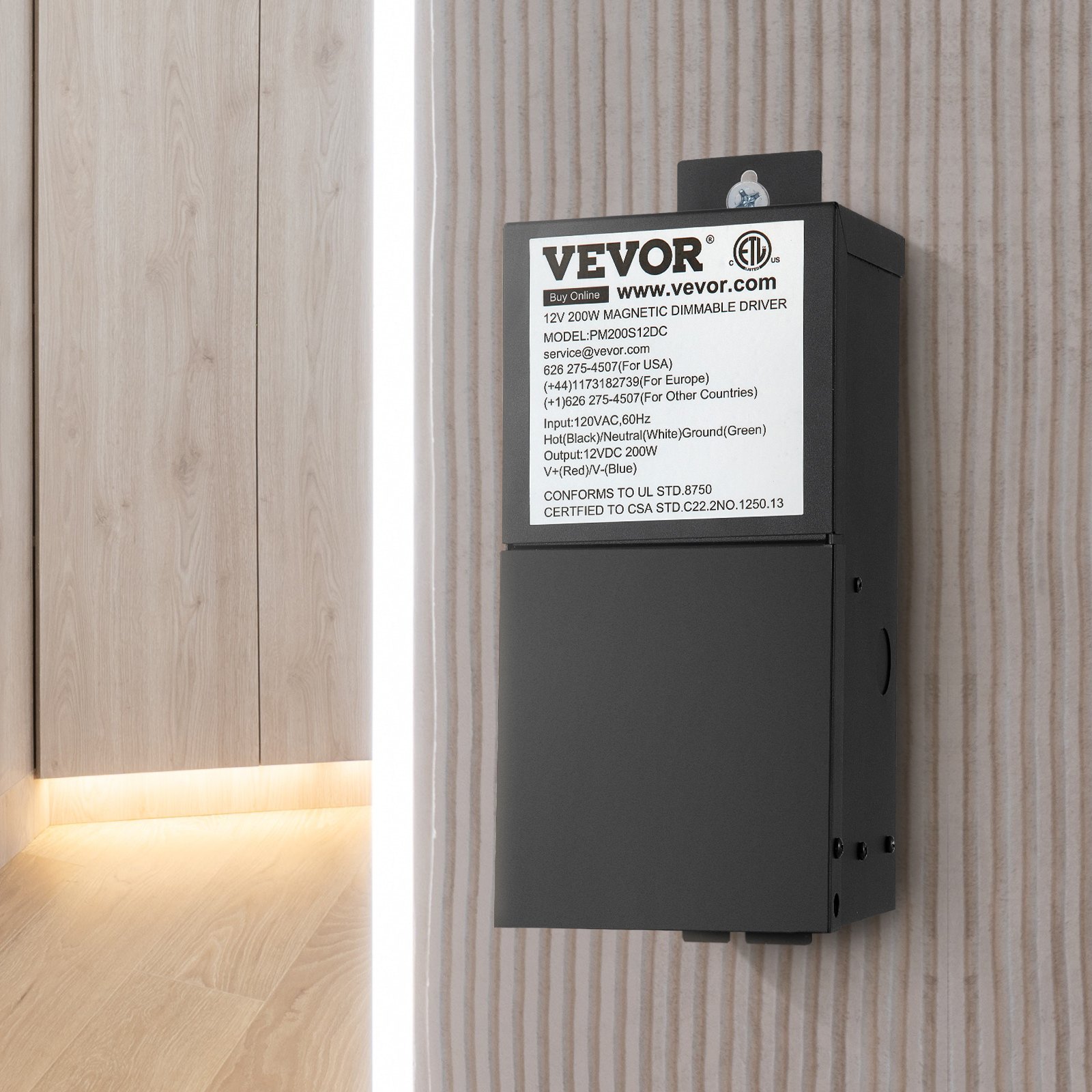 VEVOR Dimmable LED Driver, 12V 300W Magnetic Power Supply, 120V AC - 12V DC LED Transformer,Low Voltage Power Supply for LED Strip Lights,Compatible with MLV, ELV, CL Dimmers,ETL Listed