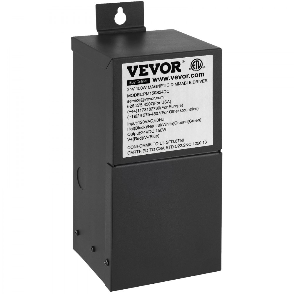 VEVOR Dimmable LED Driver, 24V 150W Magnetic Power Supply, 120V AC - 24V DC LED Transformer,Low Voltage Power Supply for LED Strip Lights,Compatible with MLV, ELV, CL Dimmers,ETL Listed