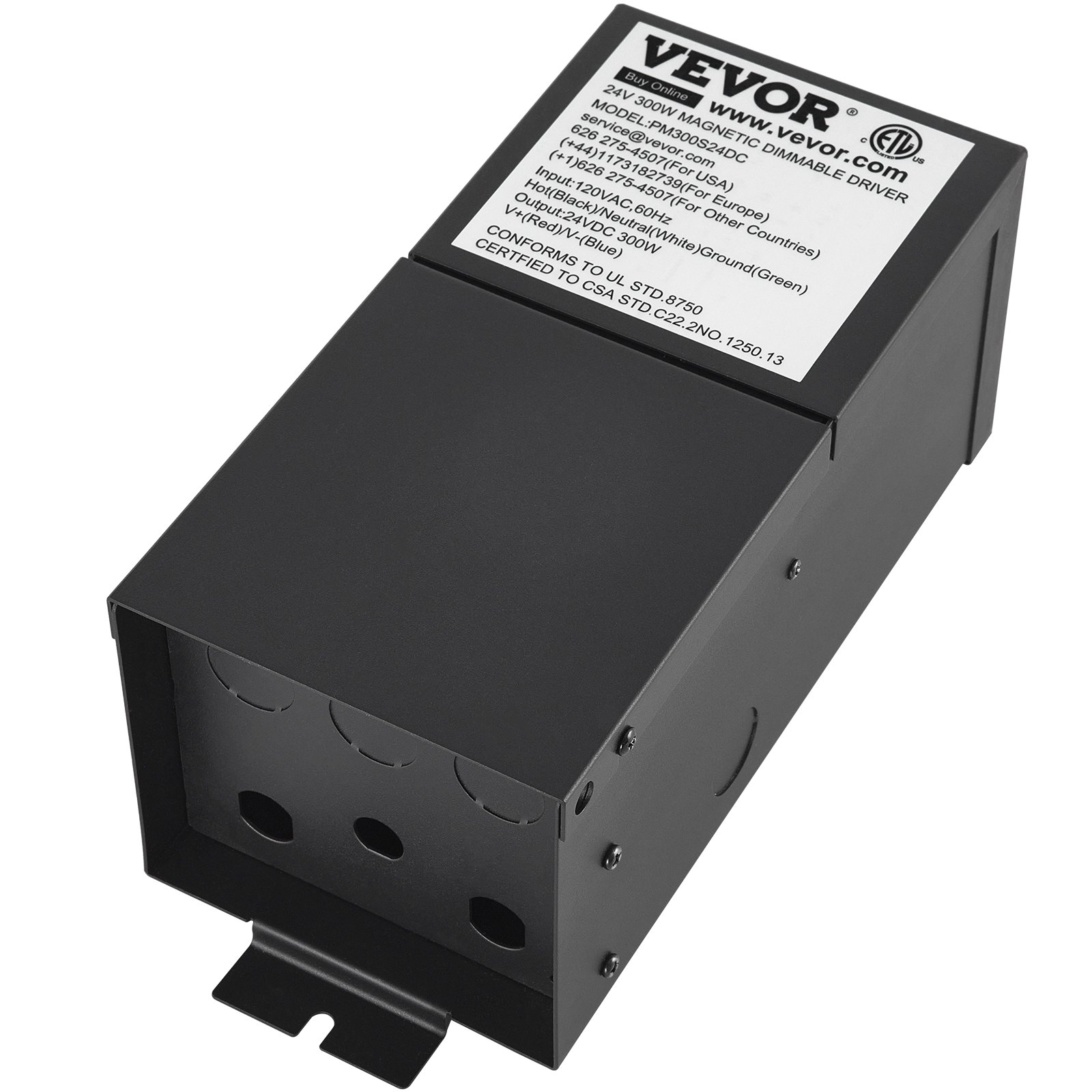 VEVOR Dimmable LED Driver, 24V 300W Magnetic Power Supply, 120V AC - 24V DC LED Transformer,Low Voltage Power Supply for LED Strip Lights,Compatible with MLV, ELV, CL Dimmers,ETL Listed