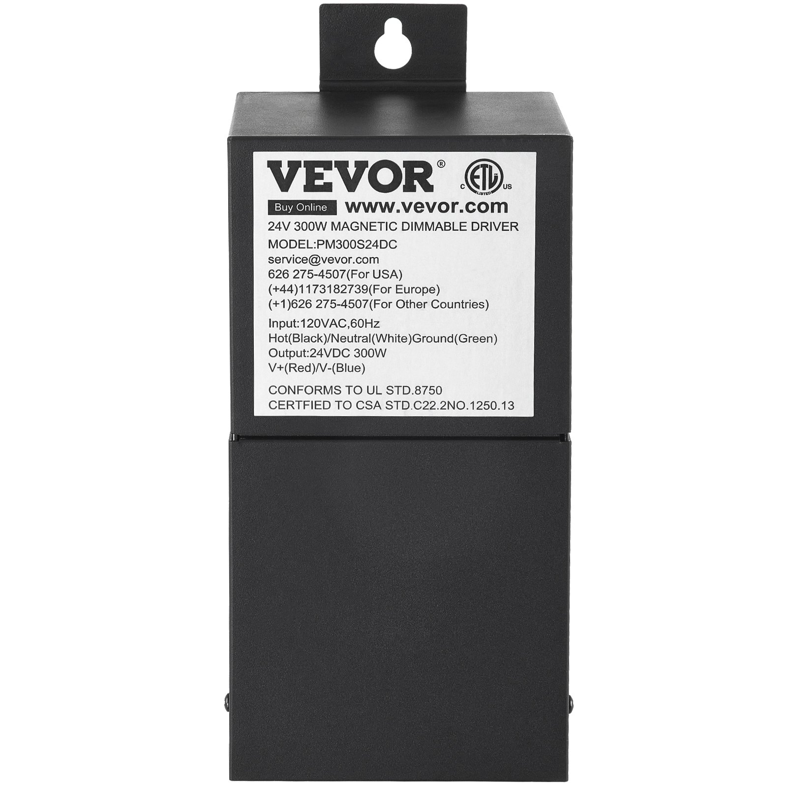 VEVOR Dimmable LED Driver, 24V 300W Magnetic Power Supply, 120V AC - 24V DC LED Transformer,Low Voltage Power Supply for LED Strip Lights,Compatible with MLV, ELV, CL Dimmers,ETL Listed