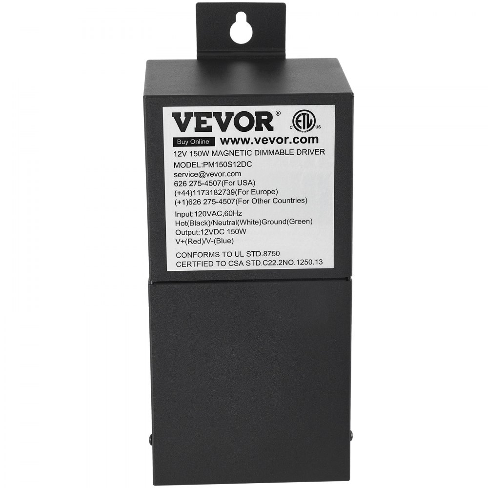 VEVOR Dimmable LED Driver, 12V 150W Magnetic Power Supply, 120V AC - 12V DC LED Transformer,Low Voltage Power Supply for LED Strip Lights,Compatible with MLV, ELV, CL Dimmers,ETL Listed