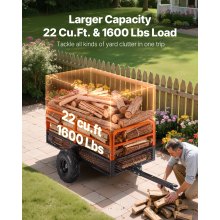 VEVOR Dump Trailer 1600 lbs 22 Cu. Ft Tow Behind Steel Garden Yard Trailer Cart