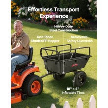 VEVOR Dump Trailer 500 lbs 10 Cu. Ft Tow Behind Plastic Garden ATV Trailer Cart