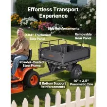 VEVOR Steel Dump Cart 10 Cu. Ft 500LB for ATV/UTV Trailer Tow Behind Heavy Duty