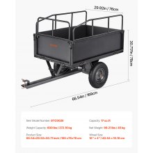 VEVOR Steel Dump Cart 17 Cu. Ft 600LB for ATV/UTV Trailer Tow Behind Heavy Duty