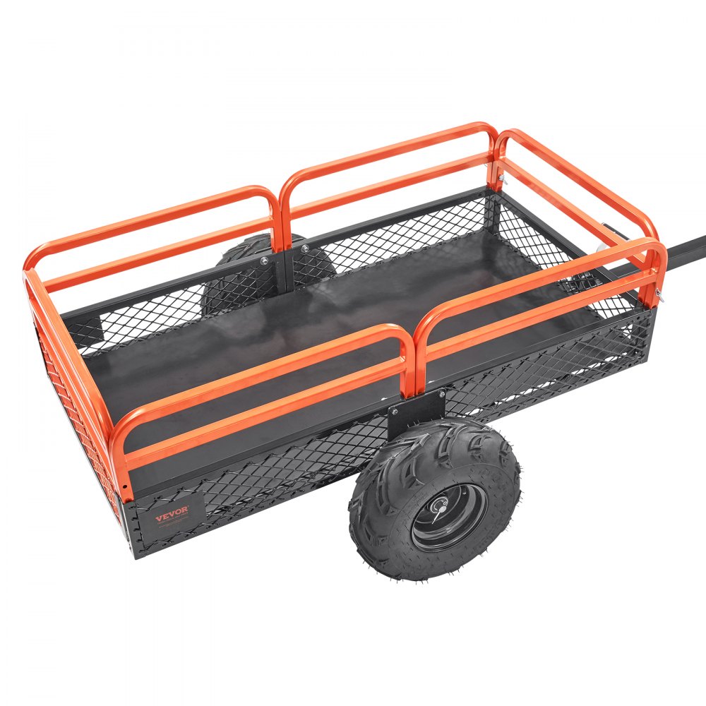 VEVOR Heavy Duty Steel ATV Dump Trailer, 1500-Pound Load Capacity 15 Cubic Feet, Tow Behind Dump Cart Garden Trailer, with Removable Sides and 2 Tires, for Mowers, Tractors, ATV, UTV