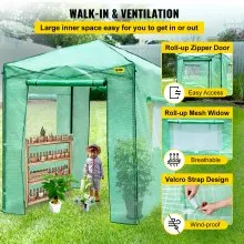 VEVOR Walk-in Greenhouse Portable Pop-up Garden 8x6ft w/Roll-up Doors & Windows