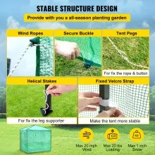 VEVOR Walk-in Greenhouse Portable Pop-up Garden 8x6ft w/Roll-up Doors & Windows