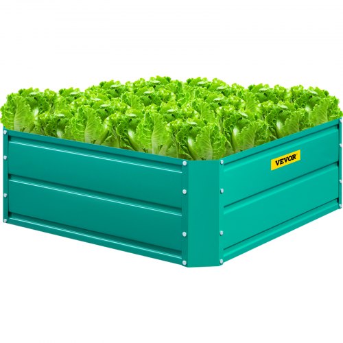 VEVOR Galvanized Raised Garden Bed, 32" x 32" x 12" Metal Planter Box, Green Steel Plant Raised Garden Bed Kit, Planter Boxes Outdoor for Growing Vegetables,Flowers,Fruits,Herbs,and Succulents