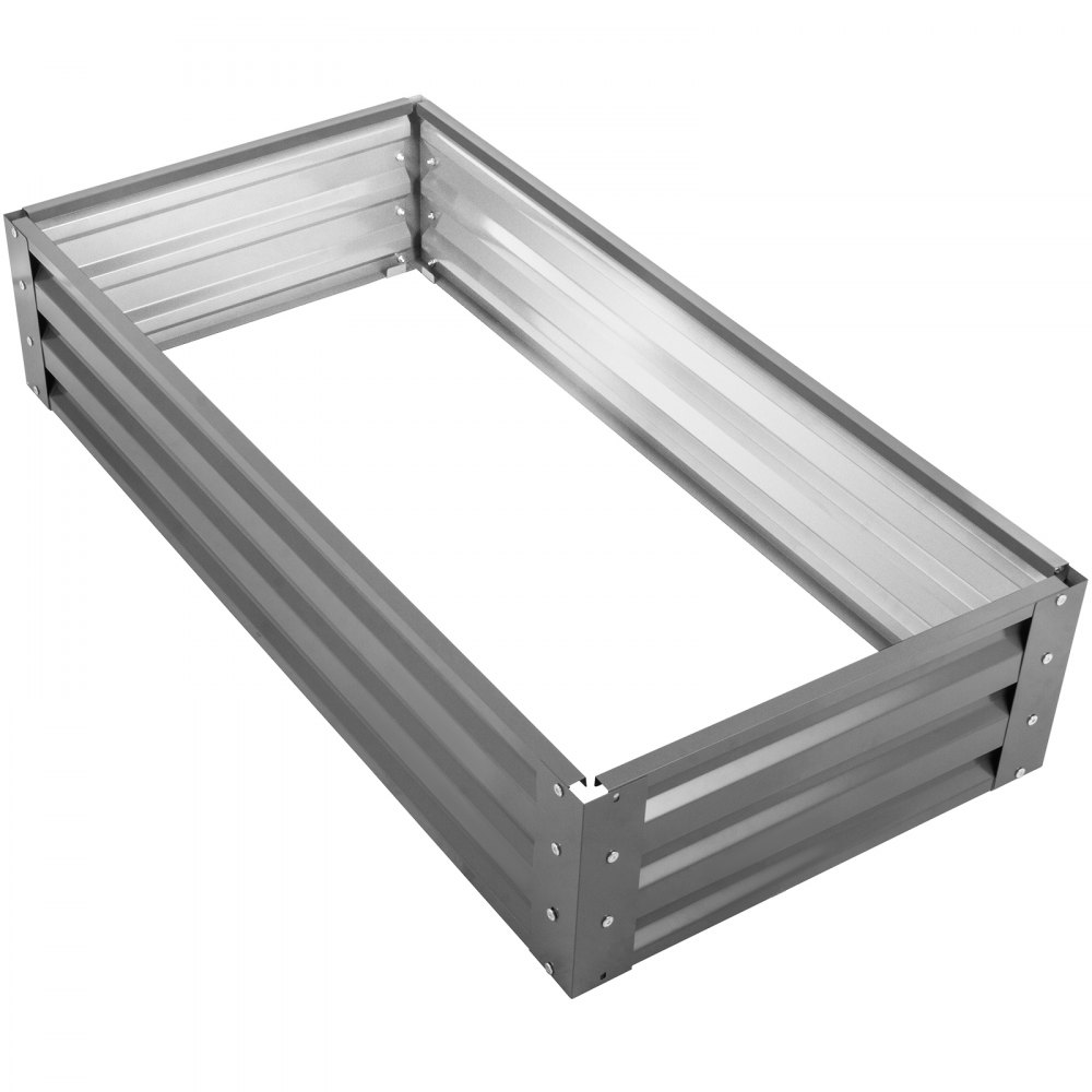 VEVOR Cama de jardín elevada galvanizada, 48" x 24" x 10", kit de caja de maceta de metal de acero, cajas de plantas al aire libre para cultivar verduras, flores, frutas, hierbas y suculentas, gris