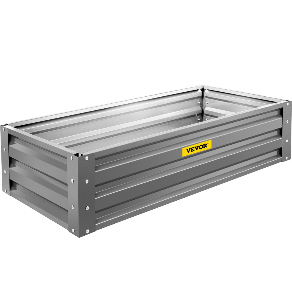 VEVOR Cama de jardín elevada galvanizada, 48" x 24" x 10", kit de caja de maceta de metal de acero, cajas de plantas al aire libre para cultivar verduras, flores, frutas, hierbas y suculentas, gris