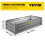 VEVOR Cama de jardín elevada galvanizada, 48" x 24" x 10", kit de caja de maceta de metal de acero, cajas de plantas al aire libre para cultivar verduras, flores, frutas, hierbas y suculentas, gris