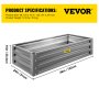 VEVOR Galvanized Raised Garden Bed, 48" x 24" x 10", Steel Metal Planter Box Kit, Plant Boxes Outdoor for Growing Vegetables, Flowers, Fruits, Herbs, and Succulents, Gray