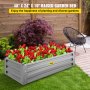 VEVOR Galvanized Raised Garden Bed, 48" x 24" x 10" Metal Planter Box, Light Gray Steel Plant Raised Garden Bed Kit, Planter Boxes Outdoor