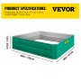 VEVOR Galvanized Raised Garden Bed, 48" x 36" x 12" Metal Planter Box, Green Steel Plant Raised Garden Bed Kit, Planter Boxes Outdoor for Growing Vegetables, Flowers, Fruits, Herbs, and Succulents