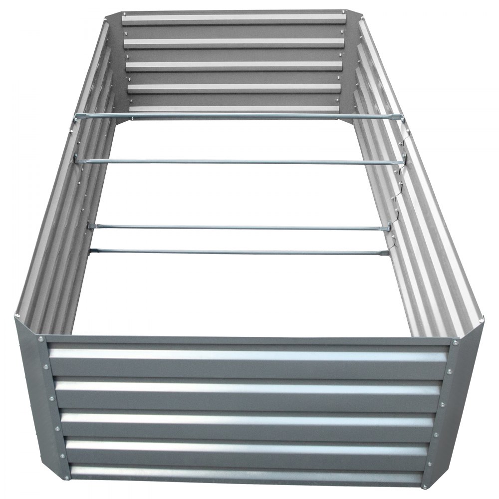 Jardinera elevada galvanizada VEVOR, jardinera metálica de 203 x 101 x 48 cm, kit de jardinera elevada de acero gris, jardineras para exteriores para cultivar verduras, flores, frutas, hierbas y suculentas.