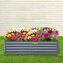VEVOR Galvanized Raised Garden Bed, 203 x 102 x 48 cm Metal Planter Box, Gray Steel Plant Raised Garden Bed Kit, Planter Boxes Outdoor for Growing Vegetables,Flowers,Fruits,Herbs,and Succulents