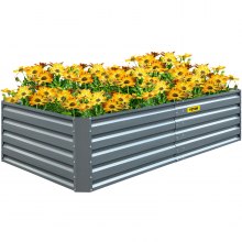 VEVOR Galvanized Raised Garden Bed, 48" x 24" x 12" Metal Planter Box, Gray Steel Plant Raised Garden Bed Kit, Planter Boxes Outdoor for Growing Vegetables, Flowers, Fruits, Herbs, and Succulents