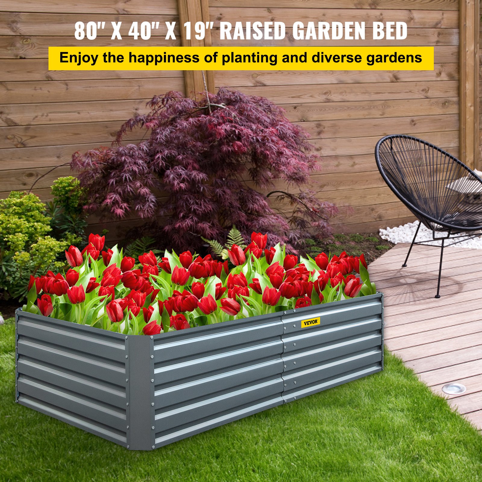 Galvanized Raised Garden Bed, 80" x 40" x 19" Metal Planter Box, Gray Steel Plant Raised Garden Bed Kit, Planter Boxes Outdoor for Growing Vegetables,Flowers,Fruits,Herbs,and Succulents Galvanized Raised Garden Bed, 80" x 40" x 19" Metal Planter Box, Gray Steel Plant Raised Garden Bed Kit, Planter Boxes Outdoor for Growing Vegetables,Flowers,Fruits,Herbs,and Succulents
