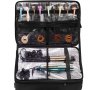 VEVOR Rolling Makeup Train Case Large Storage 3 Tiers, Convenient Carry With Handle, Wheels, Strap, Professional Makeup Storage Organizer Box Make Up Carrier Waterproof Oxford, Black