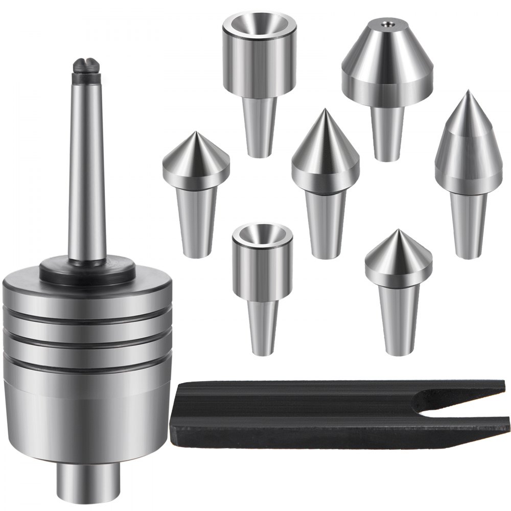 VEVOR MT2 Multi-Purpose Live Center 7pcs Set, Replaceable Tip Live Center Set