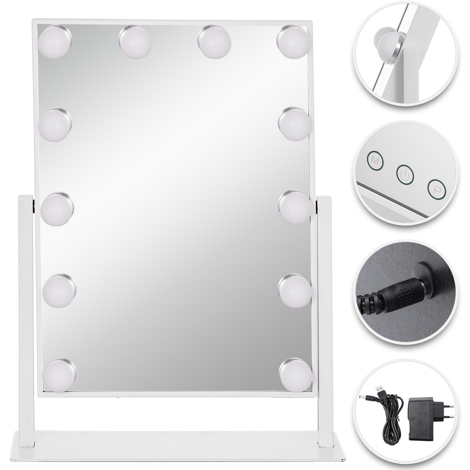 Beautify Hollywood Mirror For Makeup - 12 Led Bulb – Table Top/vanity/bathroom