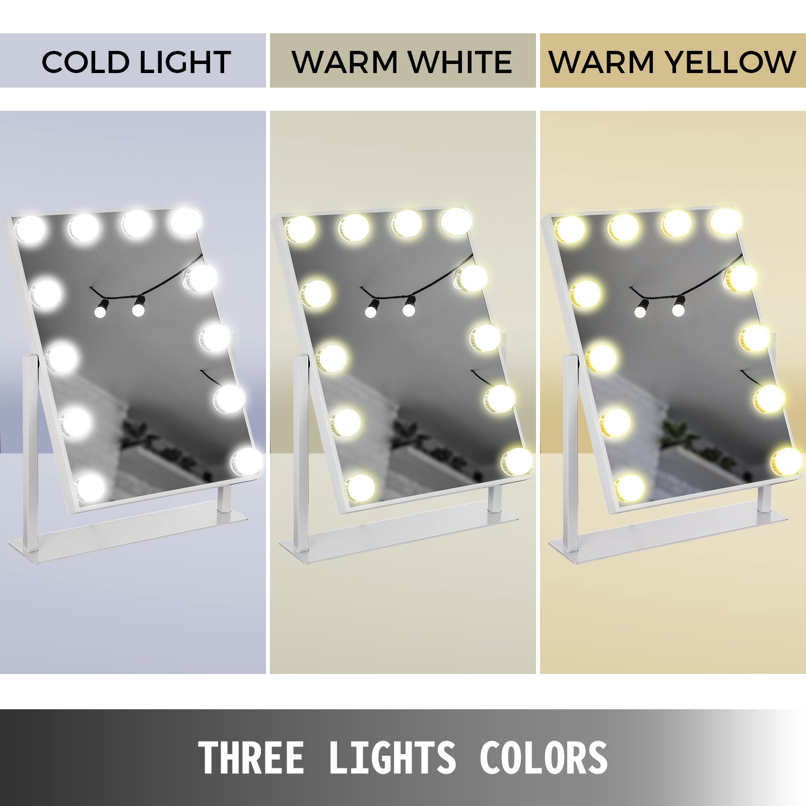 Beautify Hollywood Mirror For Makeup - 12 Led Bulb – Table Top/vanity/bathroom