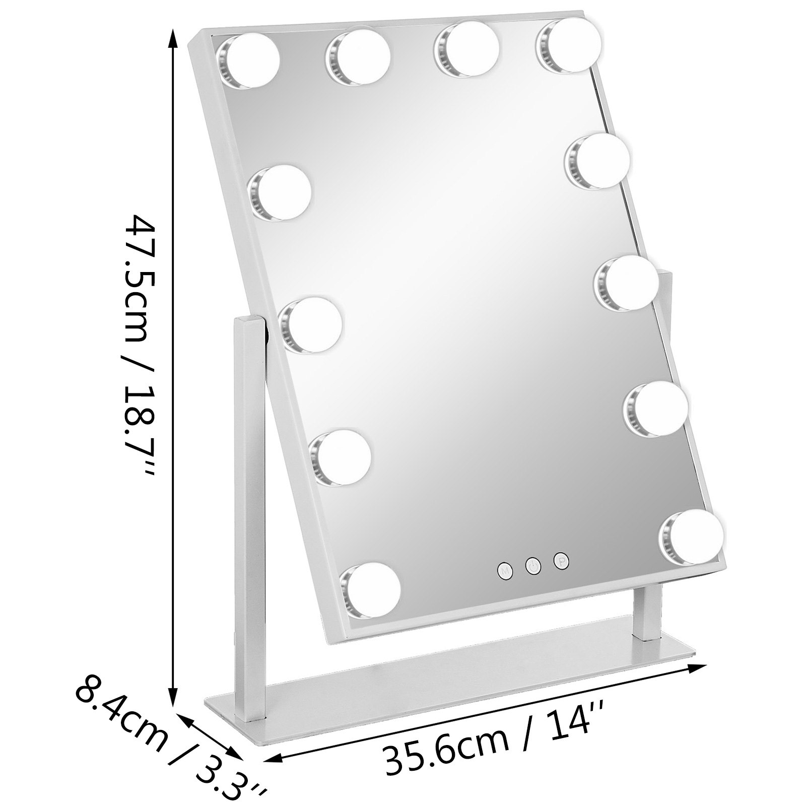 Beautify Hollywood Mirror For Makeup - 12 Led Bulb – Table Top/vanity/bathroom