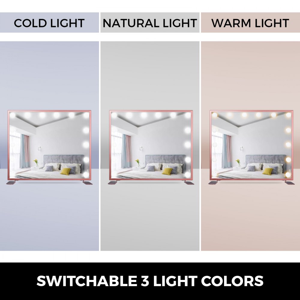 Led Glam Hollywood Dressing Table Mirror Vanity Lighted Cosmetic Dimmable Bulb