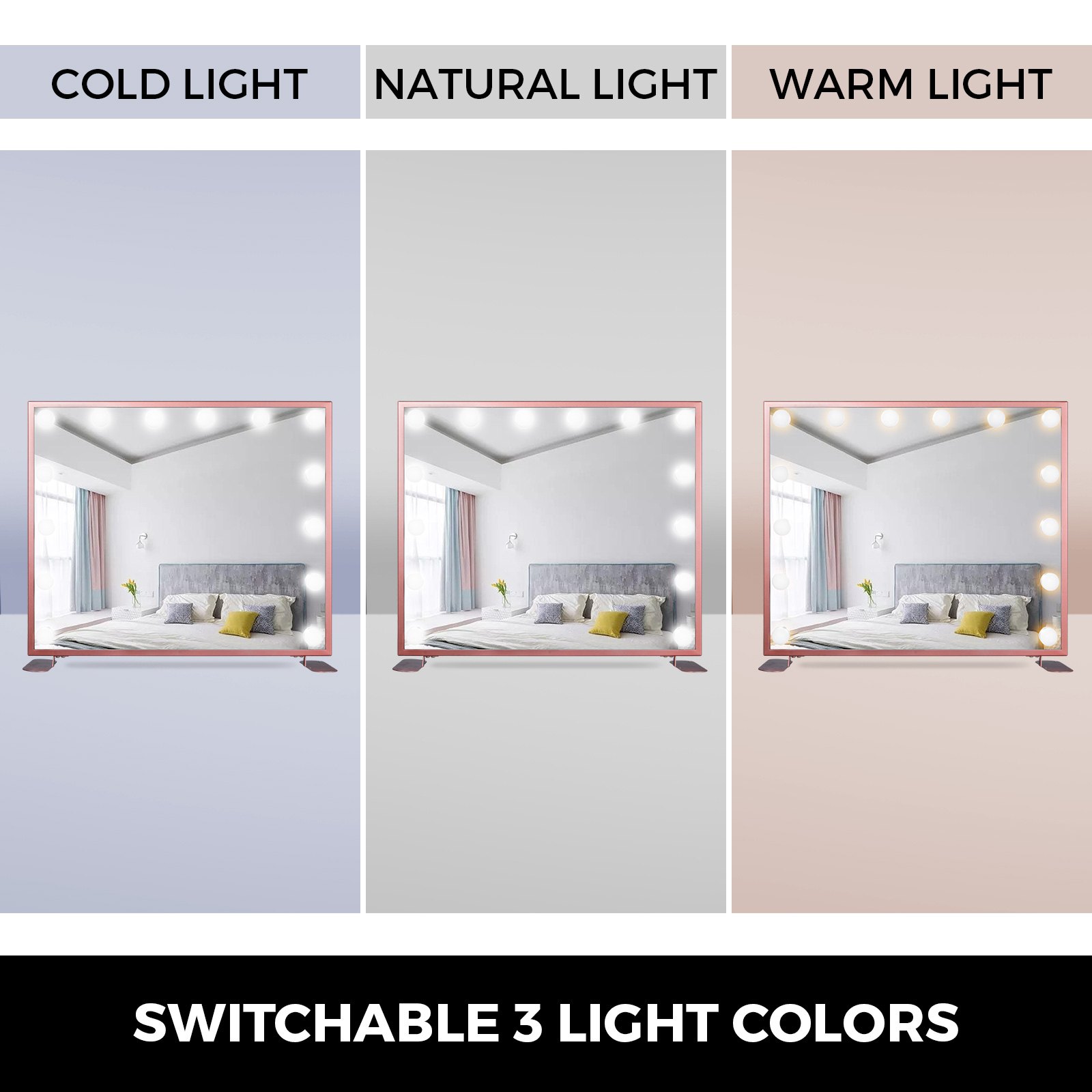 Led Glam Hollywood Dressing Table Mirror Vanity Lighted Cosmetic Dimmable Bulb