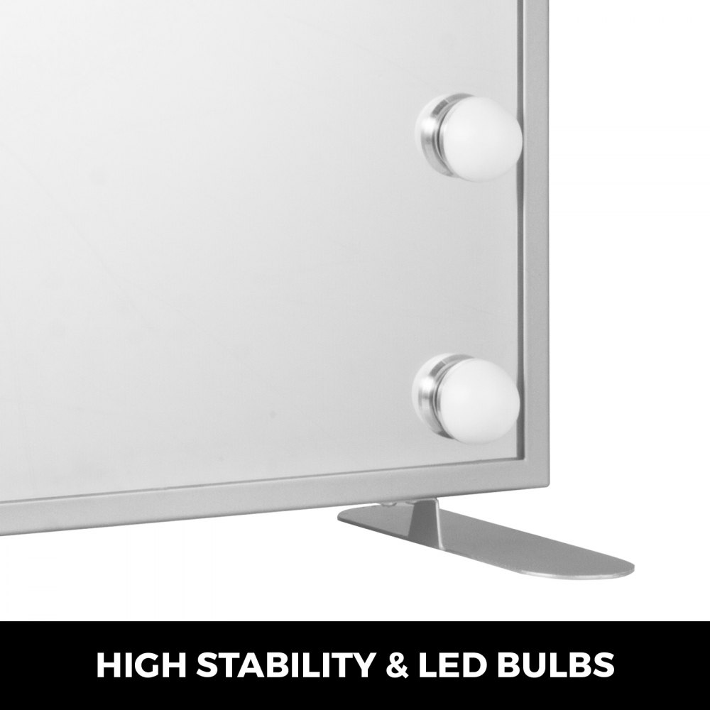 Hollywood Espejo de maquillaje Iluminado Espejo de vanidad Smart Touch Dormitorio Cuadrado Plata