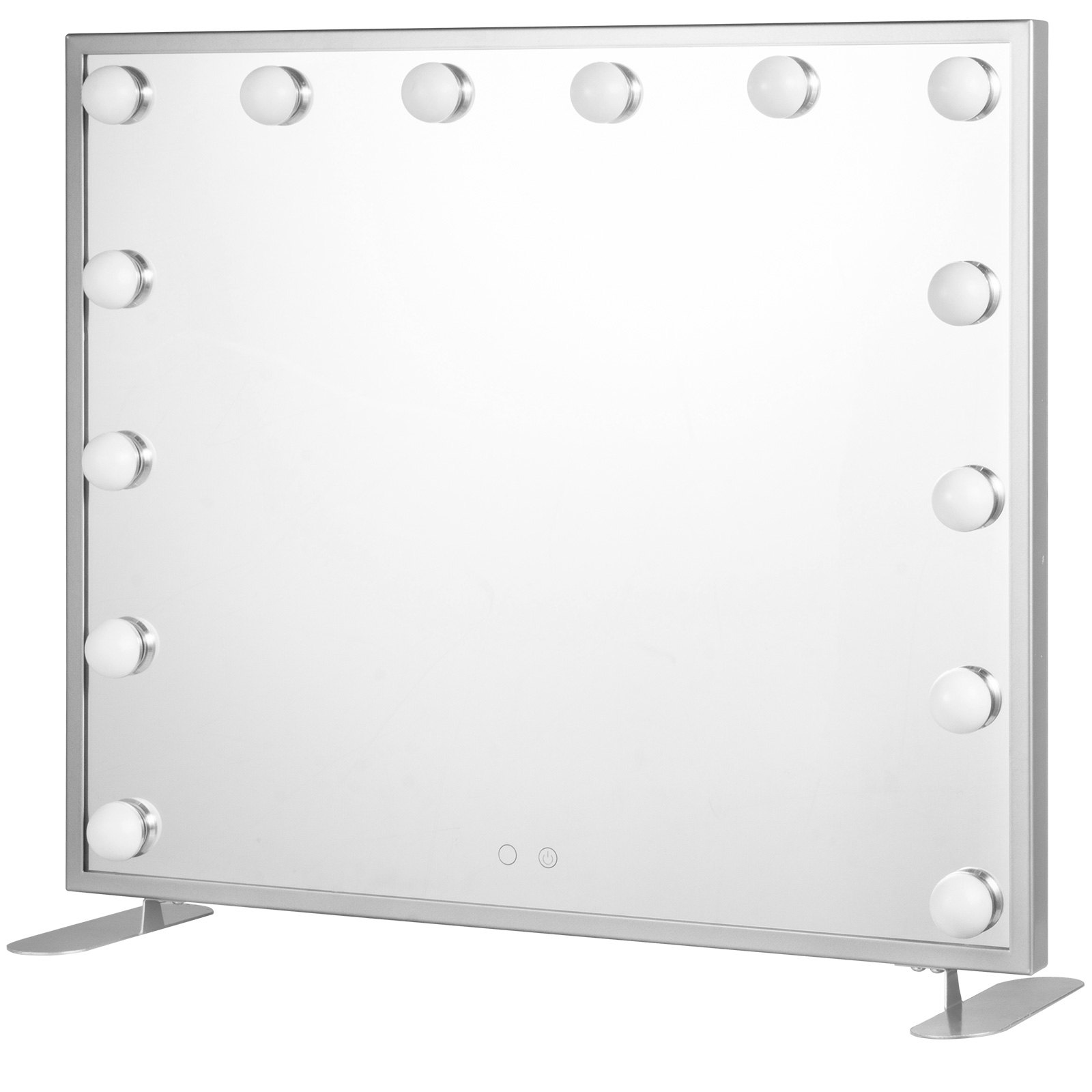 Hollywood Espejo de maquillaje Iluminado Espejo de vanidad Smart Touch Dormitorio Cuadrado Plata