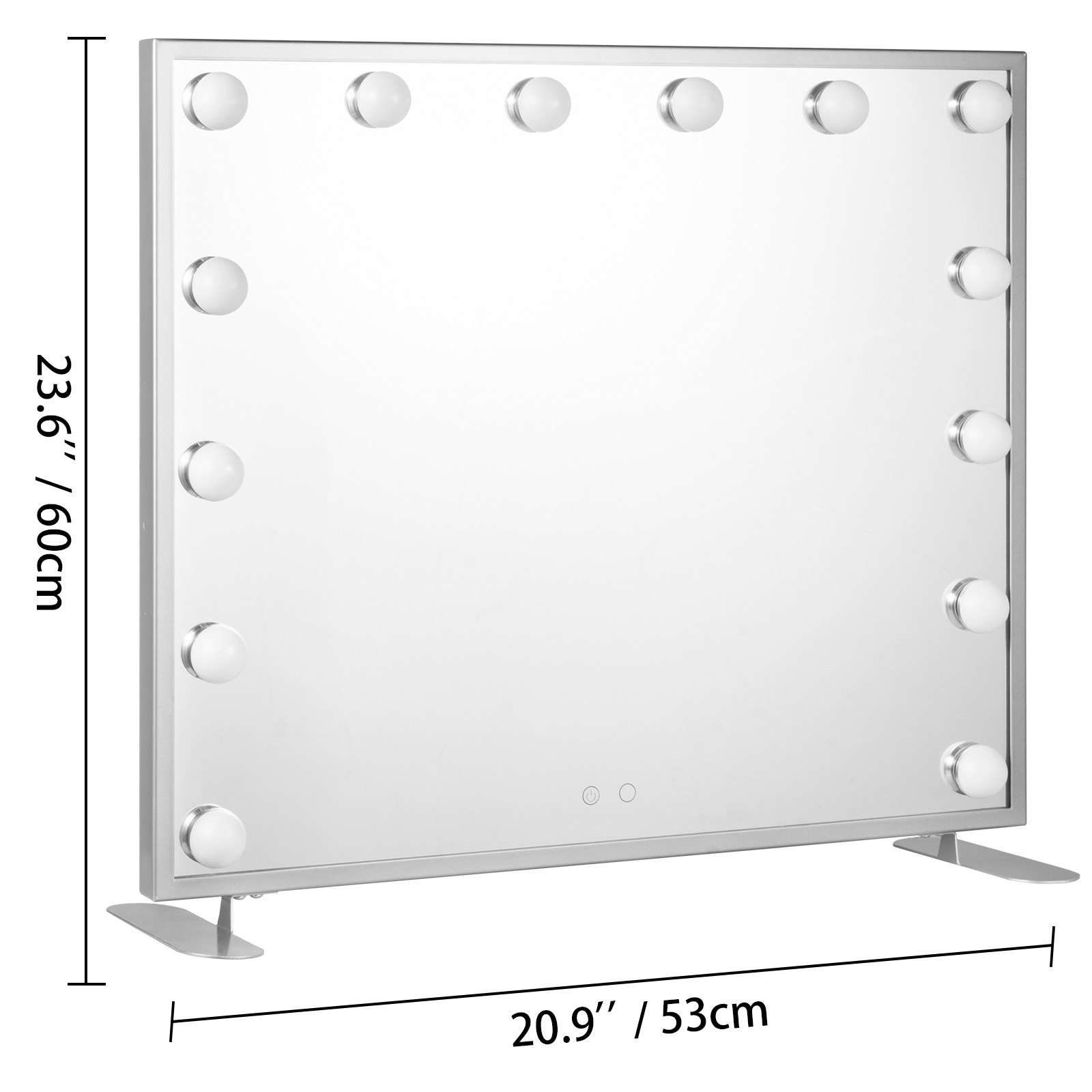 Hollywood Espejo de maquillaje Iluminado Espejo de vanidad Smart Touch Dormitorio Cuadrado Plata