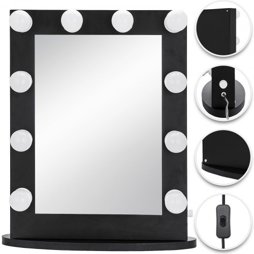 Large Hollywood Makeup Mirror Vanity Lighted 12 Led Bulbs Tabletop Or Wall