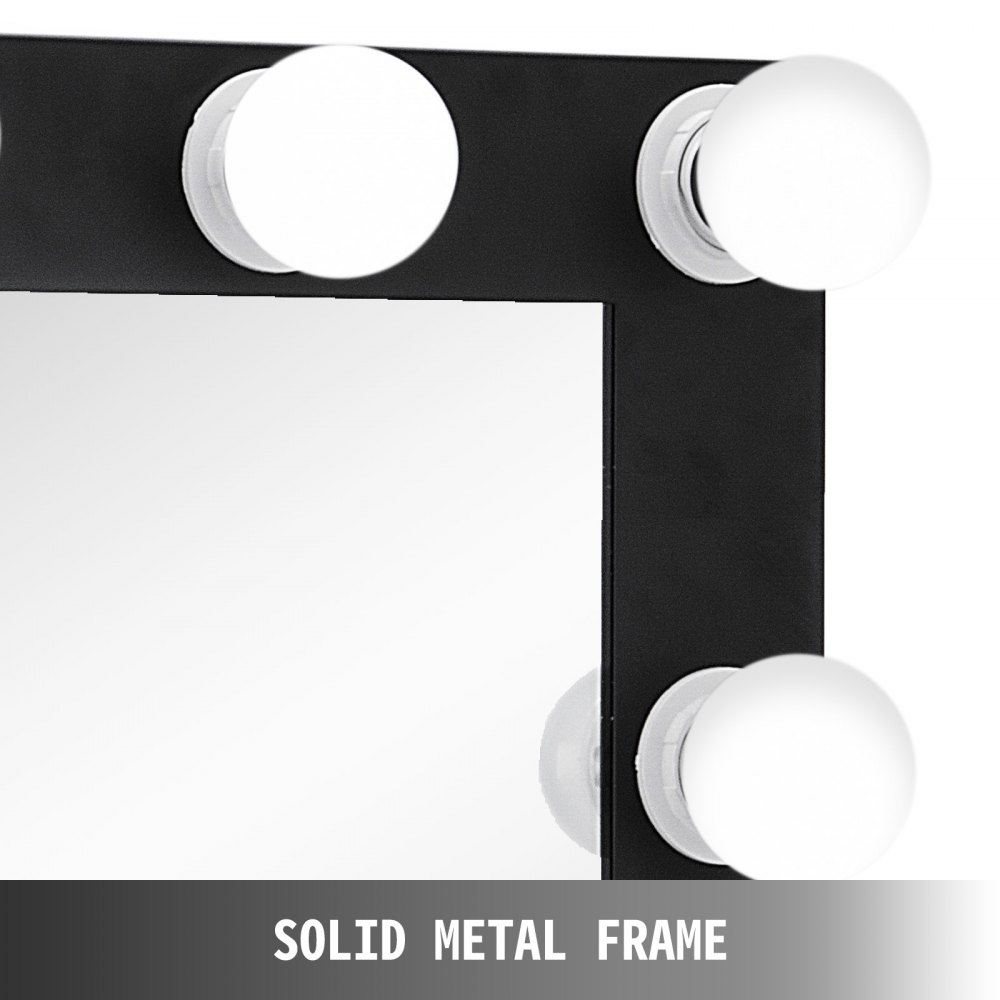 Large Hollywood Makeup Mirror Vanity Lighted 12 Led Bulbs Tabletop Or Wall