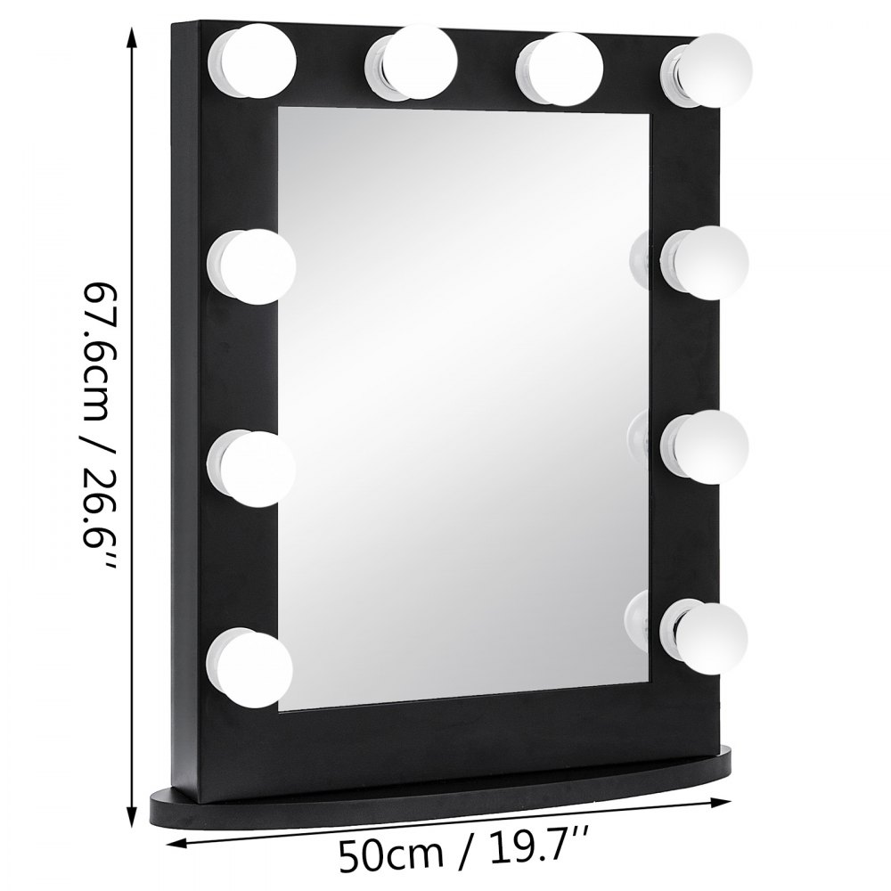 Large Hollywood Makeup Mirror Vanity Lighted 12 Led Bulbs Tabletop Or Wall