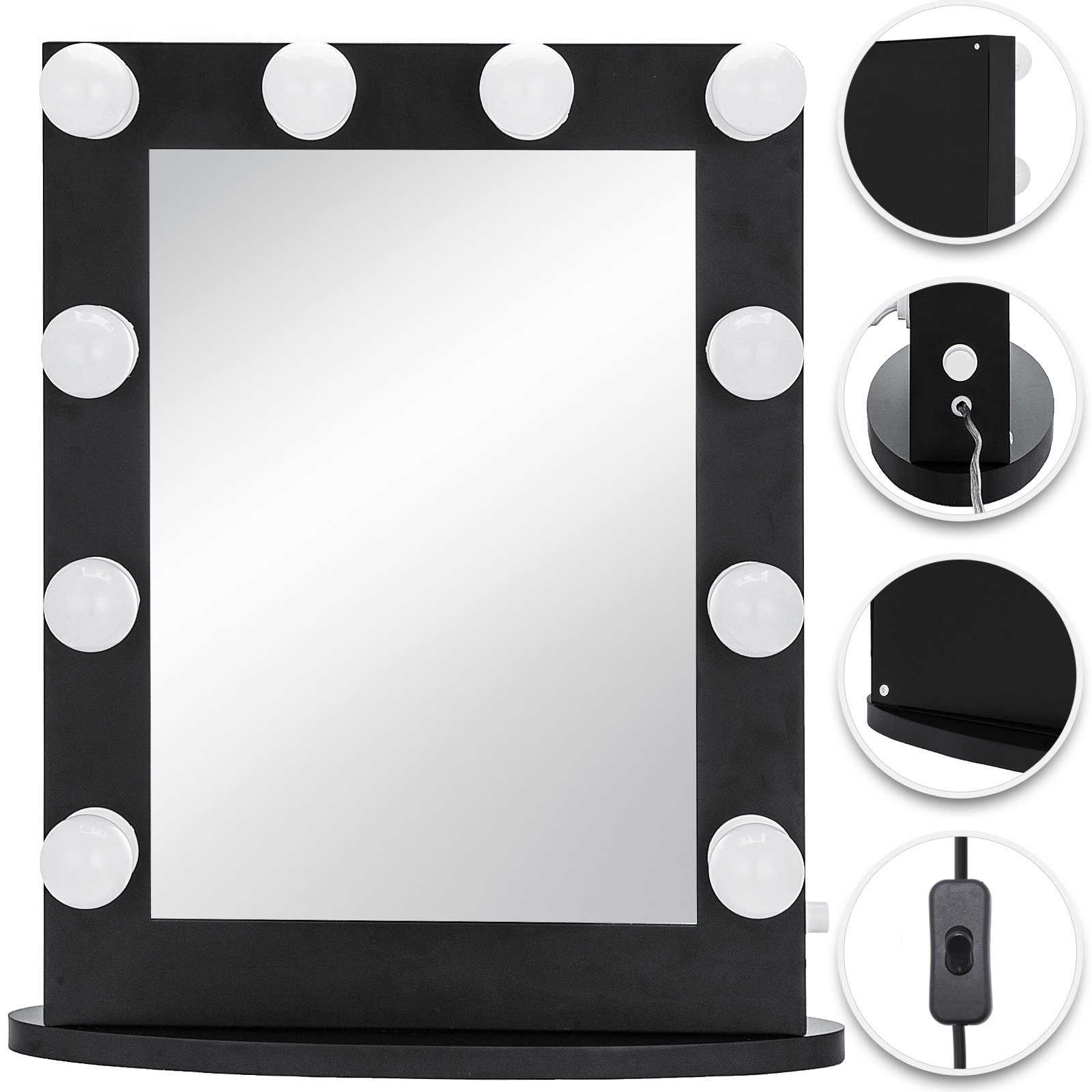 Large Hollywood Makeup Mirror Vanity Lighted 12 Led Bulbs Tabletop Or Wall