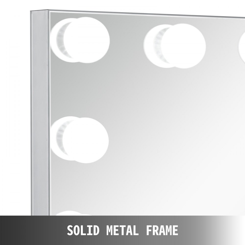 Hollywood Makeup Vanity Mirror With Light Stage Large Beauty Mirror Frameless