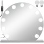 VEVOR Hollywood Dressing Table Mirror with 11 Dimmable LED Bulbs Makeup Comestic Studio Lighted Vanity Round Hollywood Mirror 700x700mm Frameless Vanity Mirror for Dressing Table,White