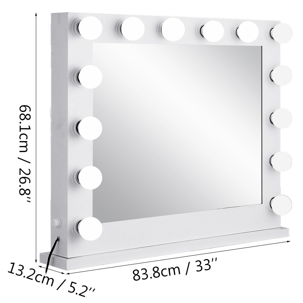 Hollywood Makeup Vanity Mirror Lighted Mirror Dimmer White+led Bulbs