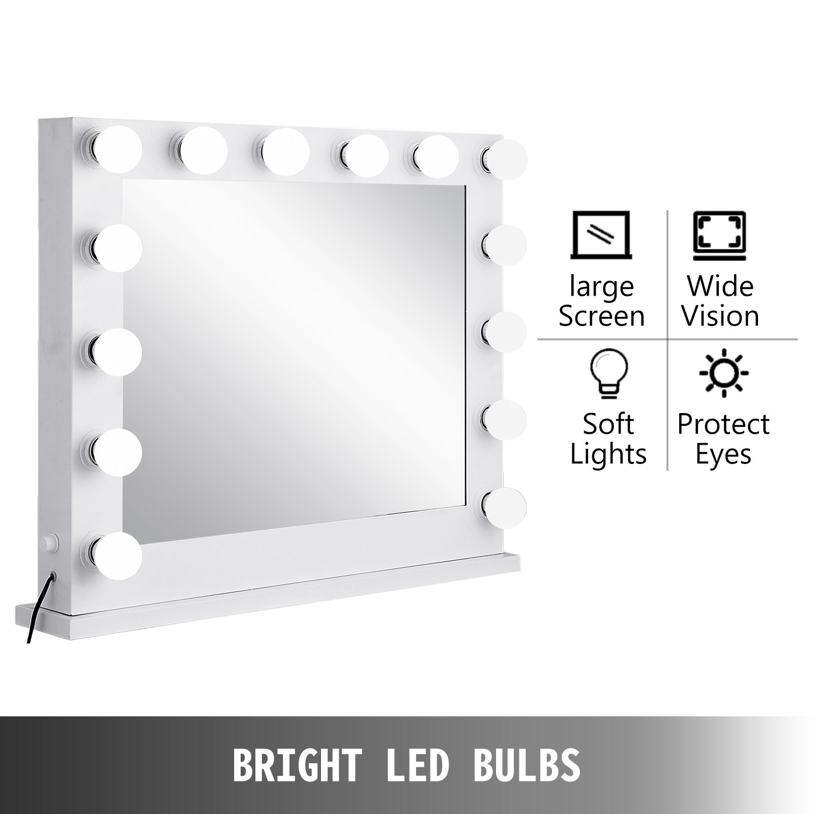 Hollywood Makeup Vanity Mirror Lighted Mirror Dimmer White+led Bulbs